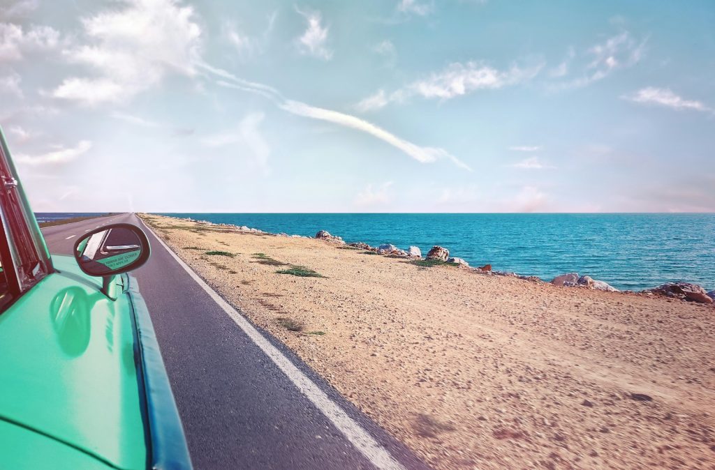 road next to beach